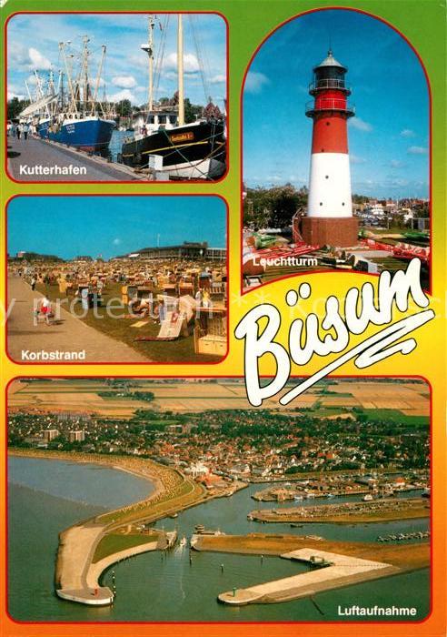 Buesum Nordseebad Kutterhafen Korbstrand Leuchtturm Fliegeraufnahme