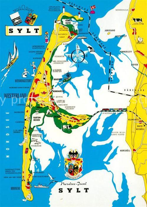 Insel Sylt Landkarte Wattenmeer