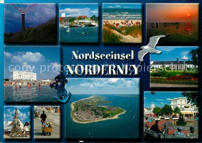 Norderney Nordseebad Teilansichten Leuchtturm Duenen Strand Sonnenuntergang Moew