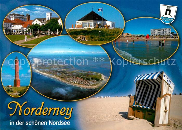 Norderney Nordseebad Teilansichten Gaststaette Hotel Strand Leuchtturm Strandkor