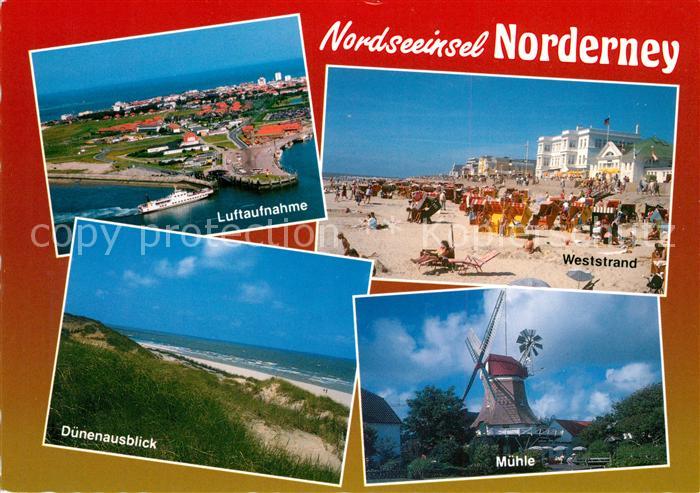 Norderney Nordseebad Weststrand Duenen Windmuehle Fliegeraufnahme