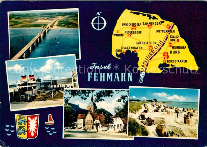 Insel Fehmarn Fehmarnsundbruecke Fliegeraufnahme Hafen Faehre Kirche Strand Land