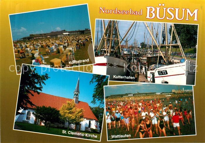Buesum Nordseebad Korbstrand St Clemens Kirche Kutterhafen Wattlaufen