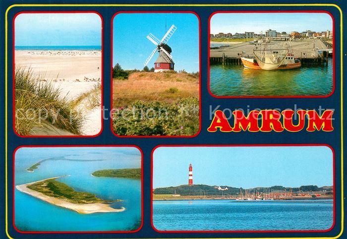 Amrum Duenen Strand Windmuehle Fischkutter Leuchtturm Fliegeraufnahme