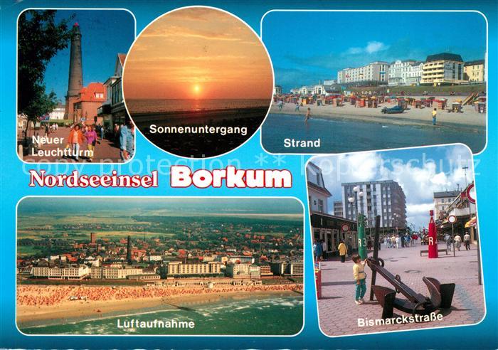 Borkum Leuchtturm Sonnenuntergang Strand Bismarckstrasse Anker Fliegeraufnahme