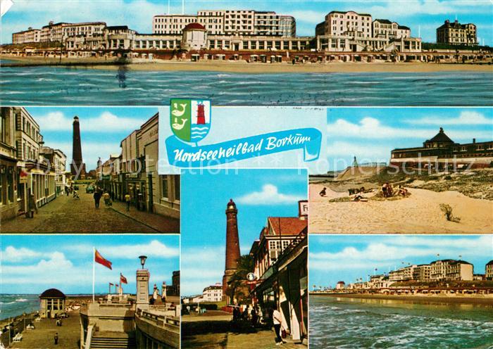 Borkum Ansicht vom Meer aus Leuchtturm Strand Promenade