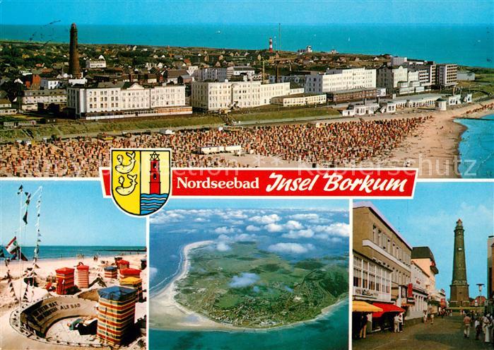 Borkum Strand Leuchtturm Wappen Fliegeraufnahme