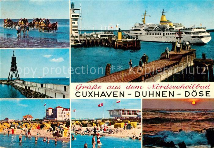 Duhnen Nordsee und Doese Wattenfahrt Faehre Hafen Kugelbake Strand Sonnenunterga