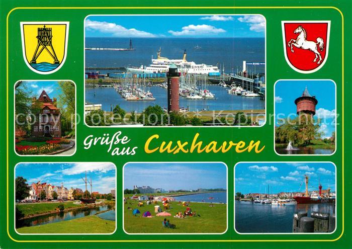 Cuxhaven Nordseebad Hafen Faehre Wasserturm Strand Wappen