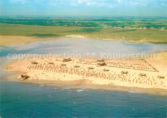 St Peter-Ording Nordseeheilbad Boehler Strand bei Hochwasser Fliegeraufnahme