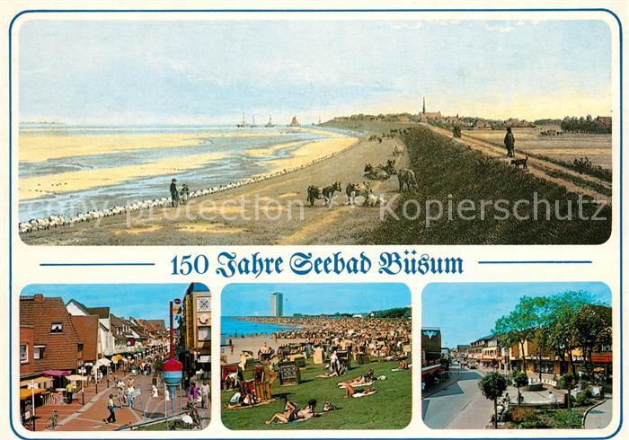 Buesum Nordseebad 150 Jahre Seebad Buesum Strand Fussgaengerzone Strand Strassen