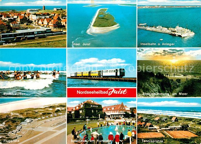 Juist Nordseebad Bahnhof Strandleben Brandung Flugplatz Inselbahn Spielteich Kur