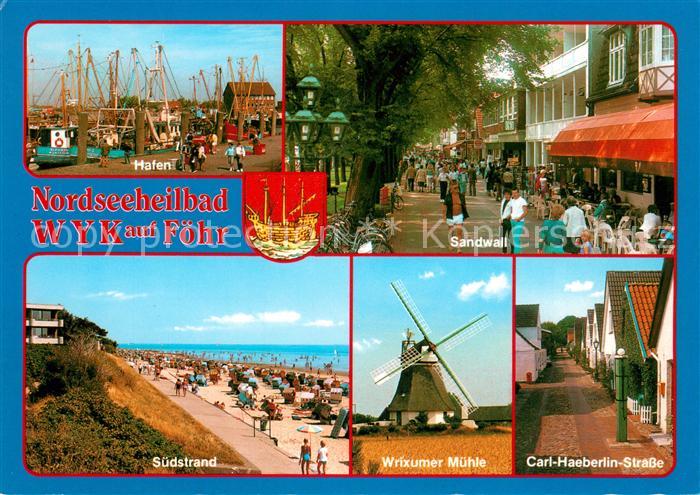 Wyk Foehr Hafen Sandwall Strassencafe Strand Windmuehle Carl Haeberlin Strasse W