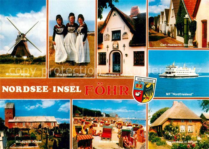 Insel Foehr Windmuehle Friesinnen in Tracht Friesenhaus Carl Haeberlin Strasse M