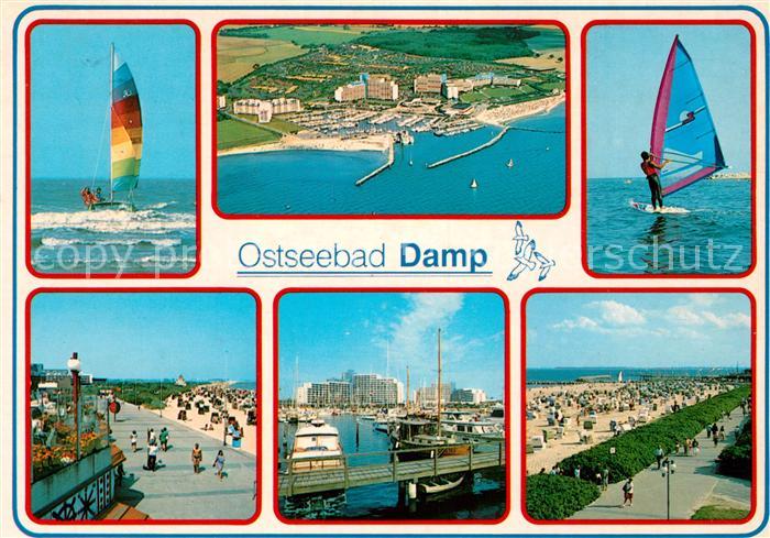 Damp Windsurfen Strand Promenade Hafen Ferienresort Fliegeraufnahme