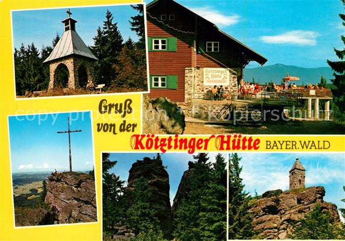 Koetztinger Huette Berghaus Kapelle Gipfelkreuz Felsen Bayerischer Wald