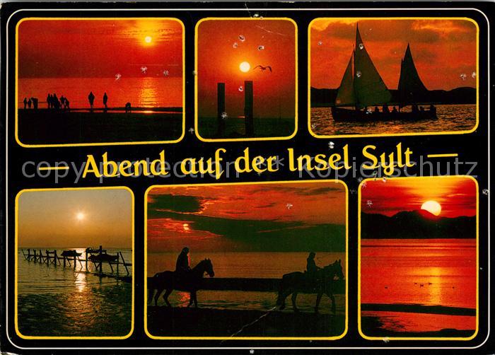 Insel Sylt Abend auf der Insel Sonnenuntergang Segelboot Reiten