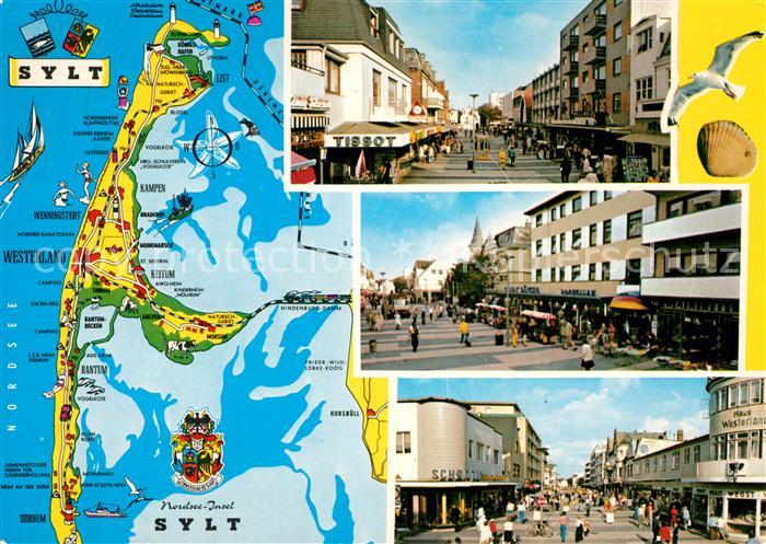 Westerland Sylt Strassenpartien Landkarte Wattenmeer Wappen