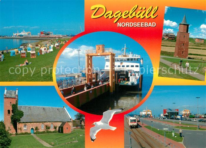 Dagebuell Strand Turm Kirche Seebruecke