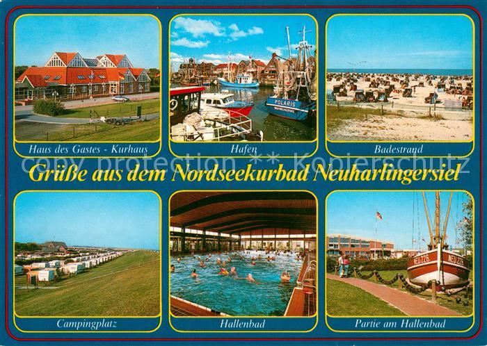 Neuharlingersiel Haus des Gastes Kurhaus Hafen Badestrand Campingplatz Hallenbad