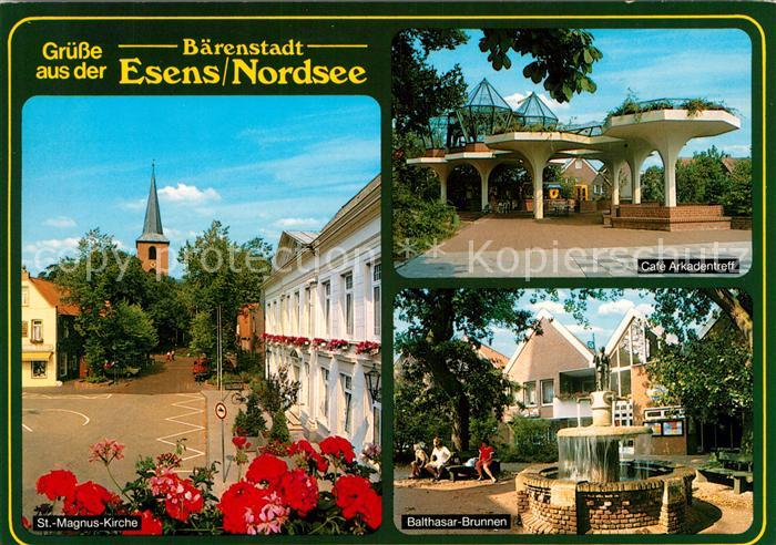 Esens Sankt Magnus Kirche Balthasar Brunnen Cafe Arkadentreff