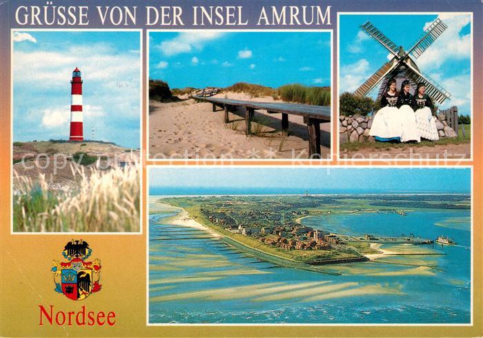 Amrum Fliegeraufnahme Muehle Trachten Leuchtturm