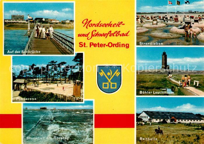 Peter-Ording St Leuchtturm Strandleben Seebruecke Sturmflut Reithalle