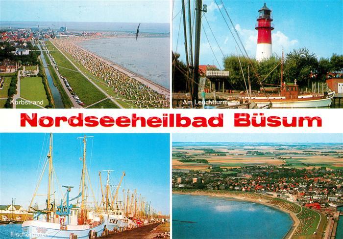 Buesum Nordseebad Fliegeraufnahme Fischerhafen Leuchtturm Korbstrand