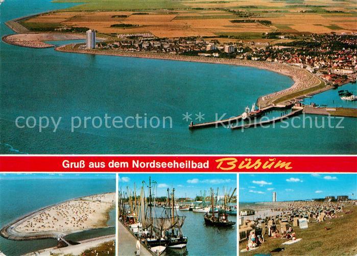 Buesum Nordseebad Fliegeraufnahme Hafen Strand Fischereihafen