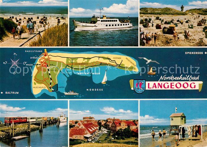 Langeoog Nordseebad Panoramakarte Inselbahn Strand