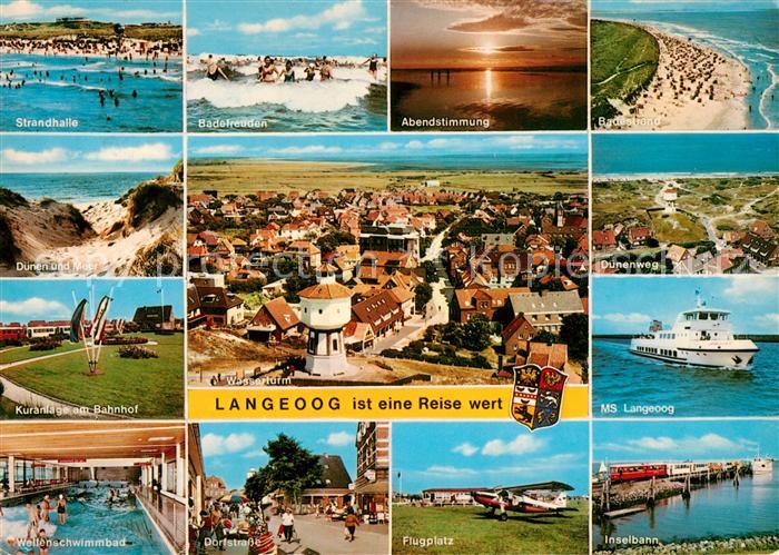 Langeoog Nordseebad Fliegeraufnahme Wasserturm Kuranlage Duenen Flugplatz