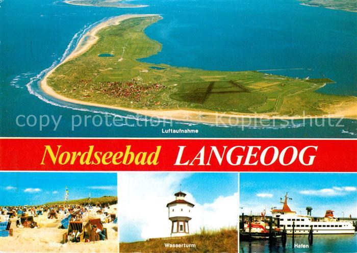 Langeoog Nordseebad Fliegeraufnahme Wasserturm Hafen