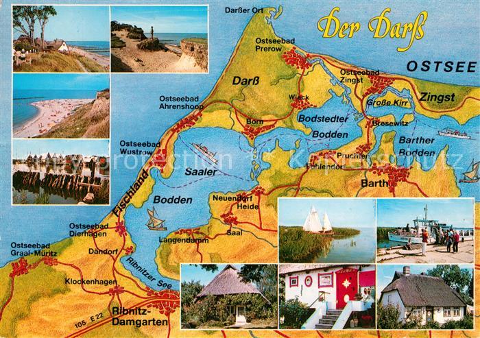 Darss Region Ostsee Panoramakarte Bodden Reethaeuser