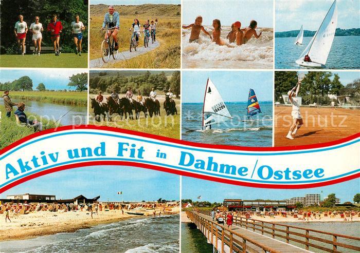 Dahme Ostseebad Tennis Reiter Radfahrer Strand Windsurfer