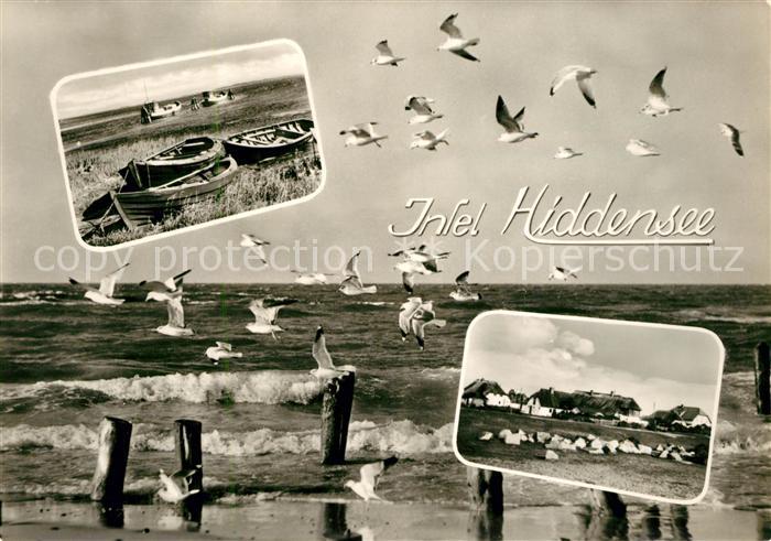 Insel Hiddensee Moewen Brandung Boote Neuendorf