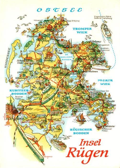 Insel Ruegen Hiddensee Ostsee Tromper Wiek Prorer Wiek Panoramakarte