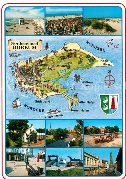 Borkum Panoramakarte Strand Duenen Anleger