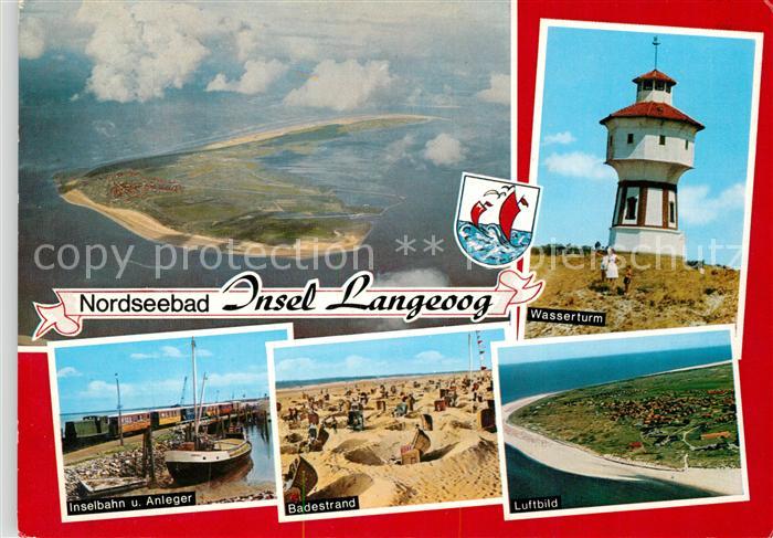 Langeoog Nordseebad Fliegeraufnahme Wasserturm Inselbahn Anleger Strand