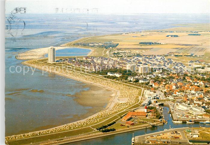 Buesum Nordseebad Fliegeraufnahme Strand Hotels Hafen