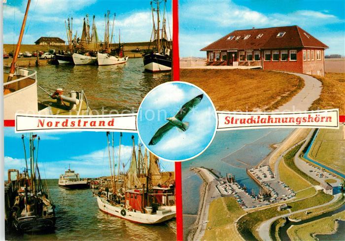 Nordstrand Strucklahnungshoern Fliegeraufnahme Hafen Kutter