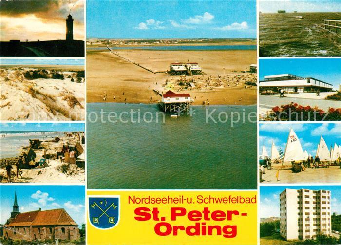Peter-Ording St Fliegeraufnahme Sandbank Arche Noah Kirche Brandung Abendstimmun