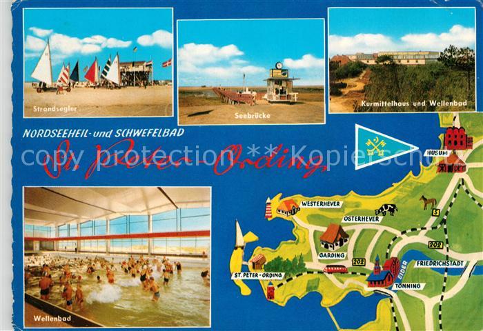 Peter-Ording St Panoramakarte Wellenbad Strandsegler Seebruecke Kurmittelhaus