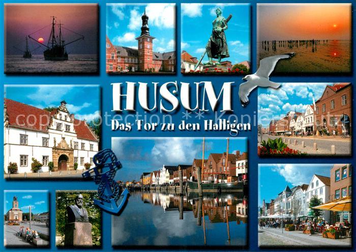 Husum Nordfriesland Denkmal Kirche Fischkutter Sonnenuntergang