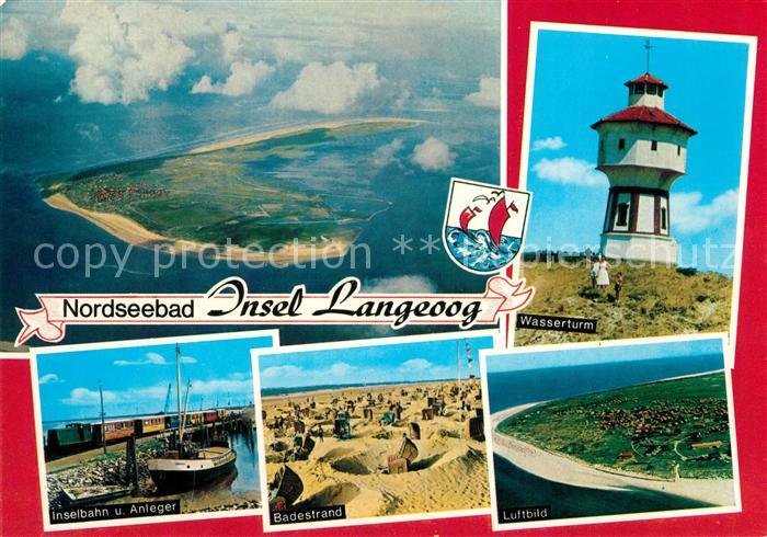 Langeoog Nordseebad Fliegeraufnahme Wasserturm Inselbahn Anleger Badestrand