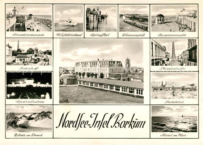 Borkum Nachtaufnahme Bahnhof Kurpromenade Duenen Badeleben