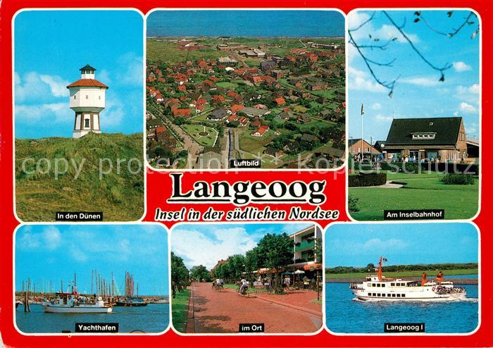 Langeoog Nordseebad Duenen Leuchtturm Inselbahnhof Yachthafen Fliegeraufnahme