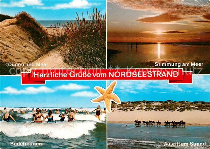 Nordsee Region Duenen Meer Ausritt Strand Abendstimmung