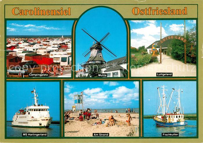 Carolinensiel Ostfriesland Campingplatz Muehle Lutgeland MS Harlingerland Strand