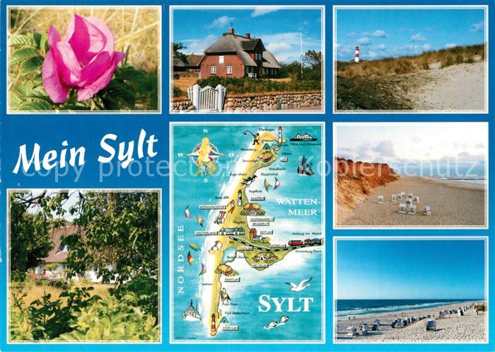 Insel Sylt Kate Leuchtturm Strand Panoramakarte