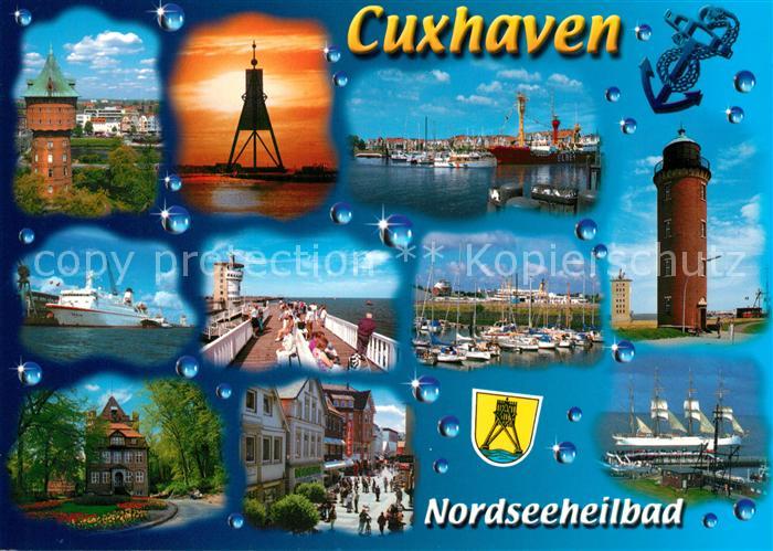 Cuxhaven Nordseebad LeuchtturmHafen Faehrschiff